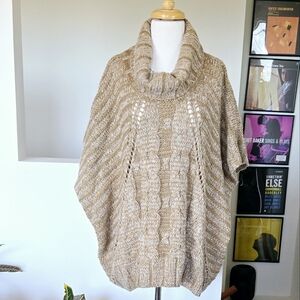 New! Buffalo David Bitton Poncho Wool Blend Knit Dolman Sleeve Cowl Neck XL
